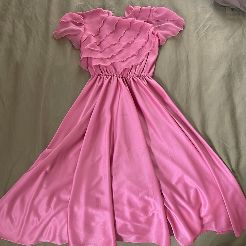 Vintage Pink Satin Dress